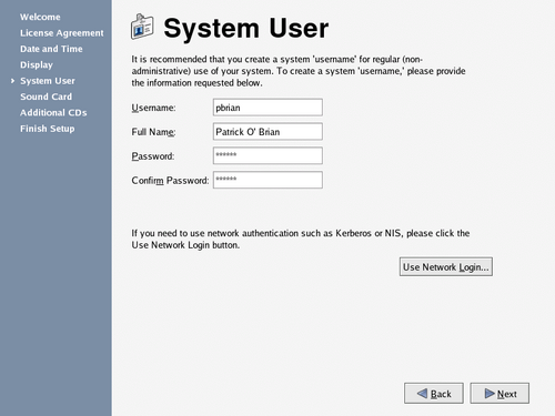 System User Screen