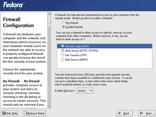 Security Configuration Screen