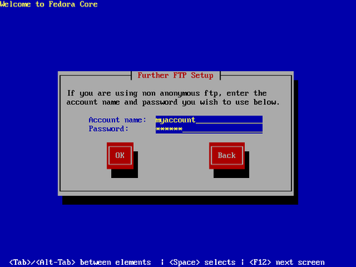 Non-anonymous FTP Account Dialog