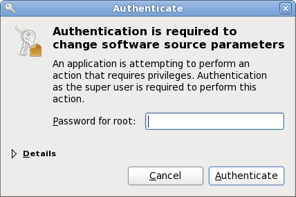 PackageKit uses PolicyKit to authenticate