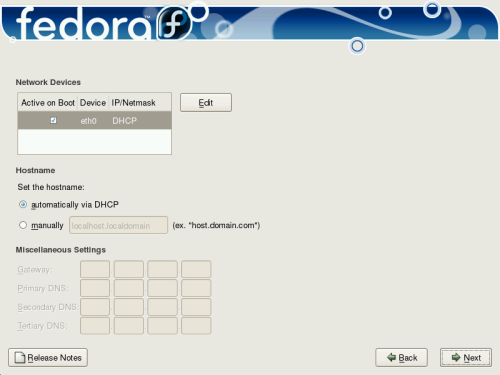 
	  Network configuration screen.
        