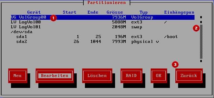 Installation Program Widgets as seen in the partitioning screen