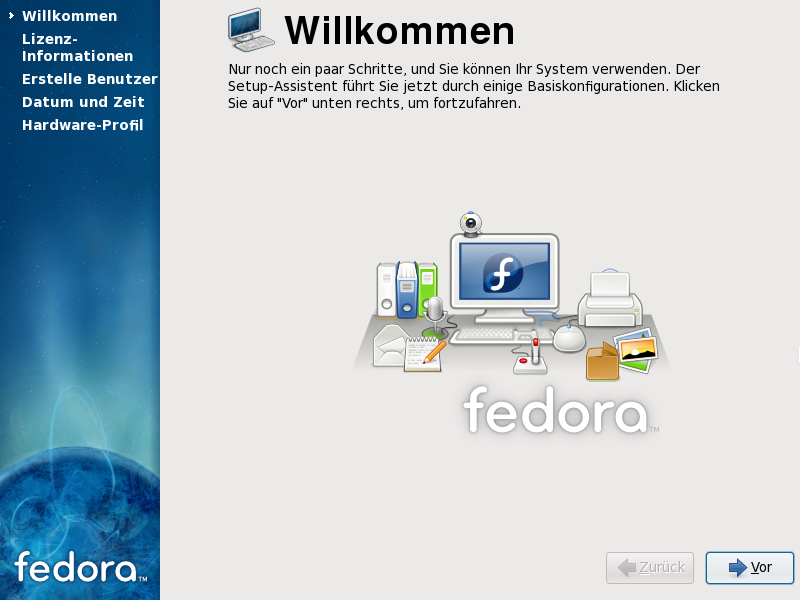 Firstboot welcome screen