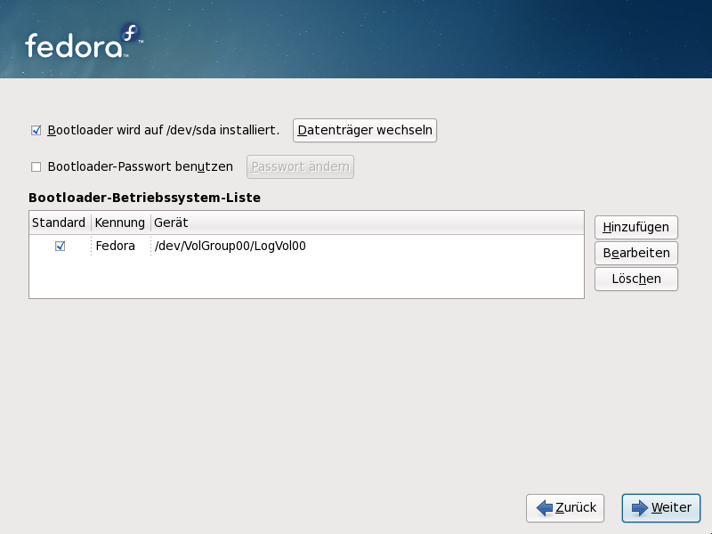 Bootloader-Konfiguration