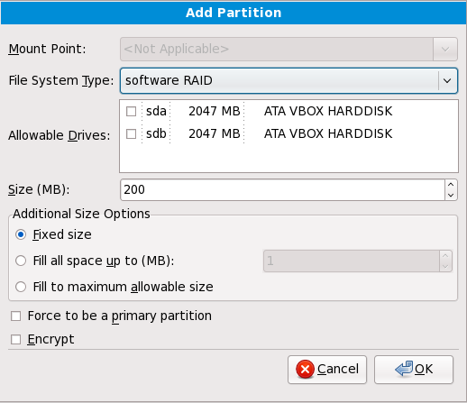 Create a software RAID partition