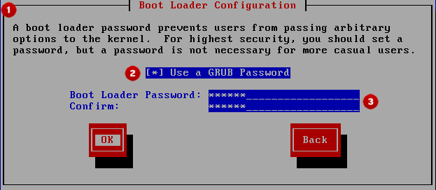 Installation Program Widgets as seen in Boot Loader Configuration