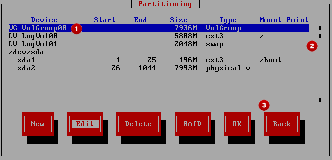 Installation Program Widgets as seen in the partitioning screen