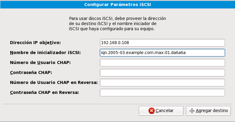 Configure los Parámetros ISCSI