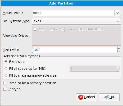 Création d'une nouvelle partition