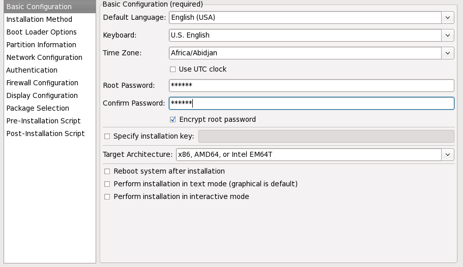 Configuration de base