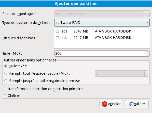 Create a software RAID partition