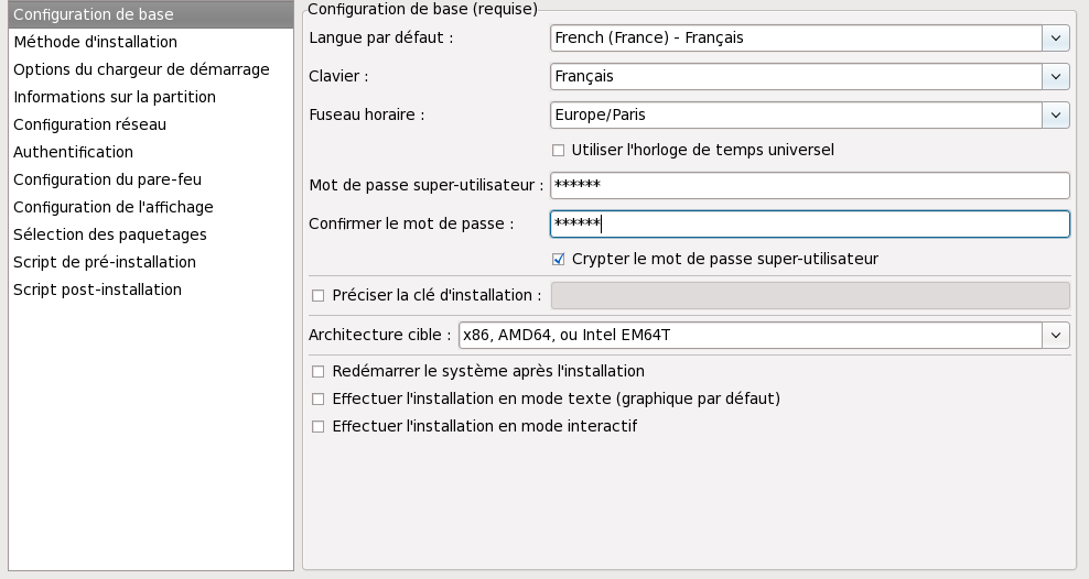 Configuration de base