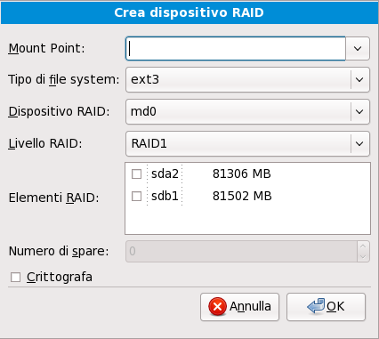 Creare un dispositivo RAID