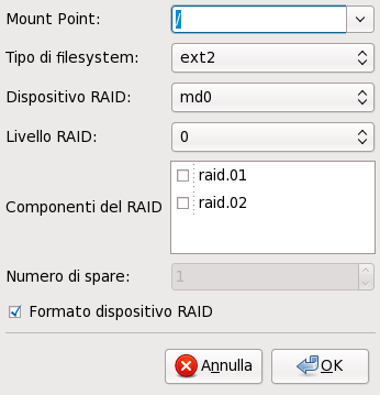 Creazione di un dispositivo RAID software