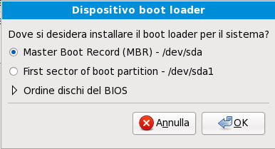 Installazione del boot loader