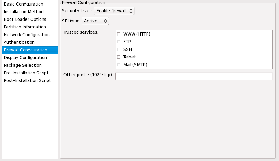 Firewall configuratie