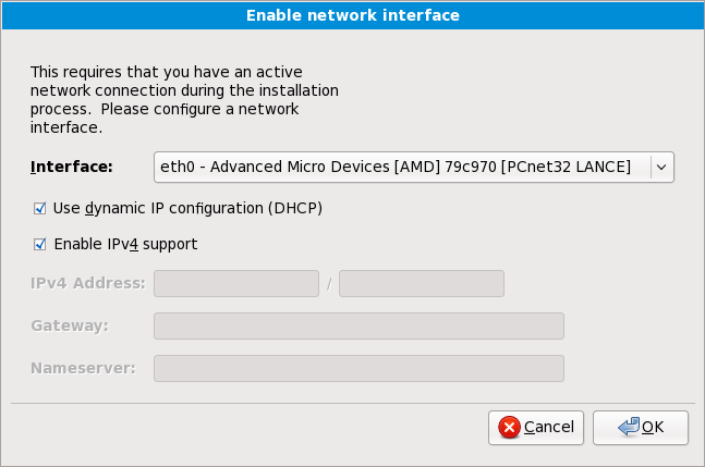 Manual network configuration