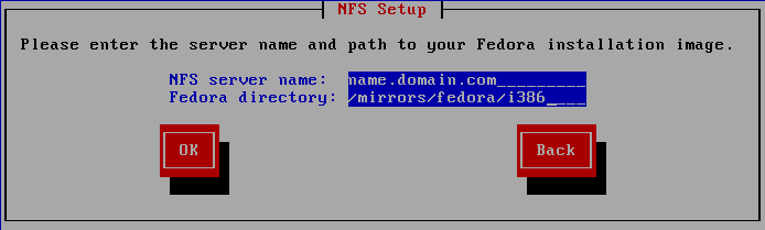 NFS Setup Dialog