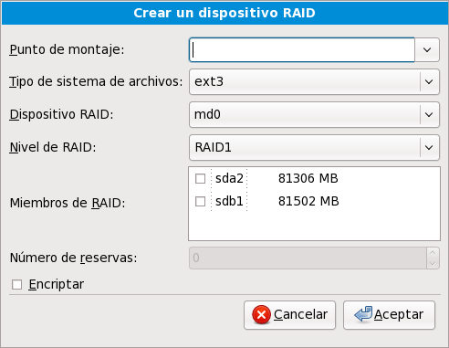 Crear un dispositivo RAID