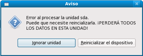 Pantalla de aviso – inicializando disco rígido