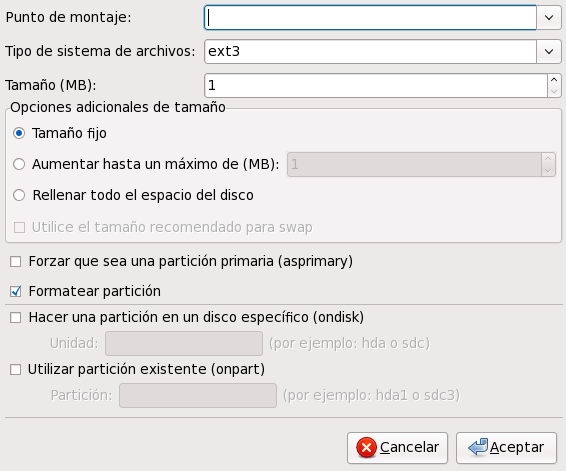 Creación de particiones