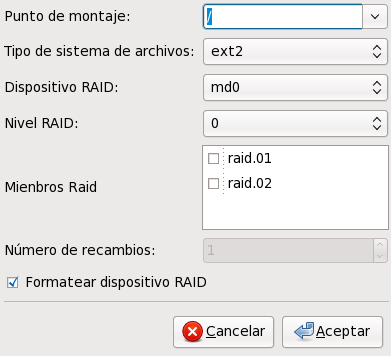 Creación del dispositivo de software RAID