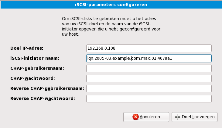 Configureer ISCSI parameters