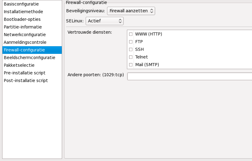 Firewall configuratie