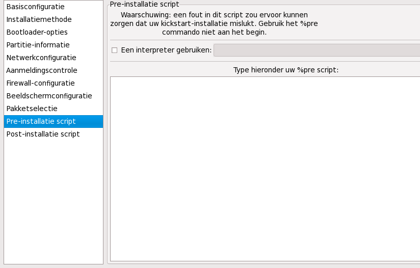 Pre-installatie script