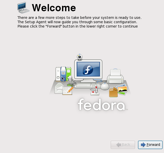 Firstboot welcome screen