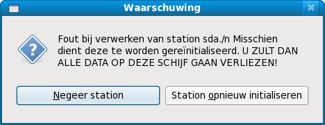 Waarschuwings scherm – initialiseren van harde schijf