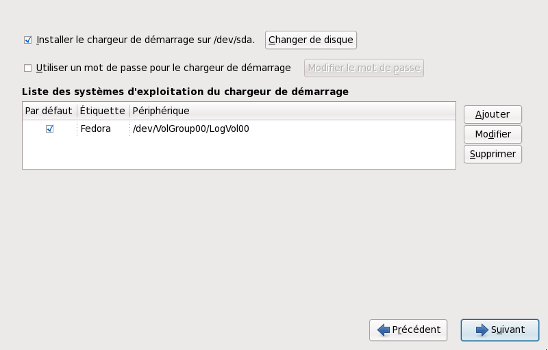 Configuration du chargeur de démarrage