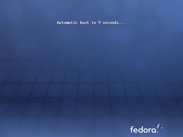 Загрузочный экран Fedora liveCD