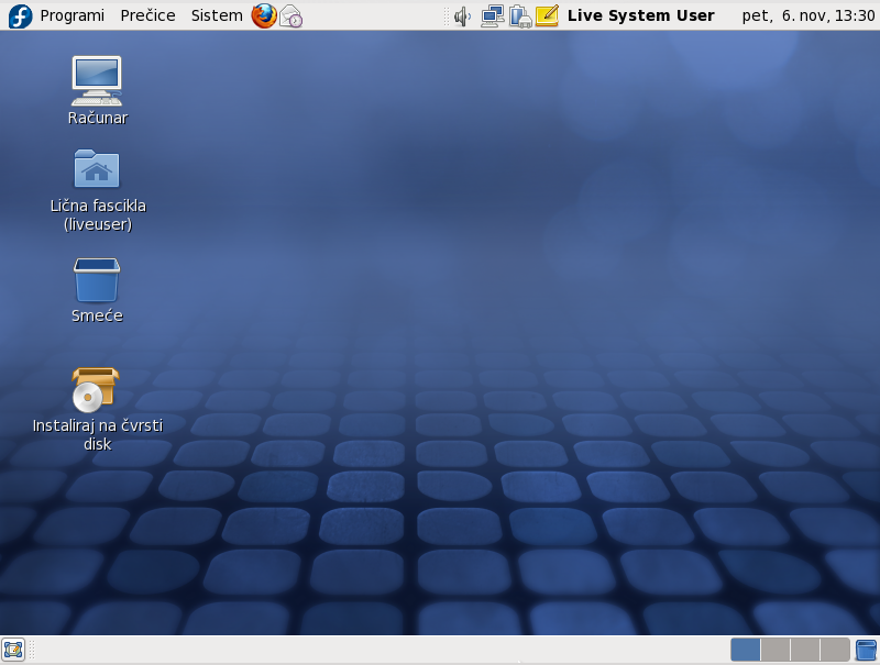 Radno okruženje živog Fedora sistema