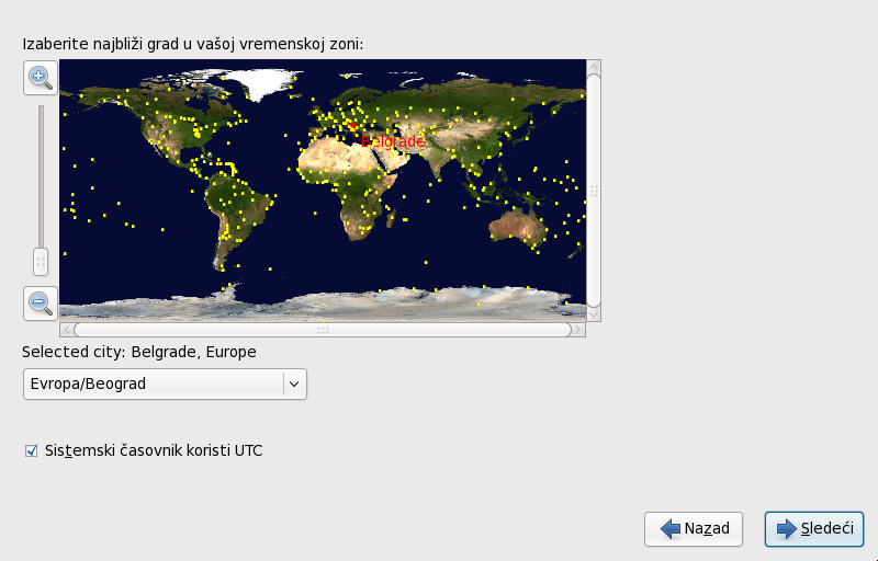 Podešavanje vremenske zone