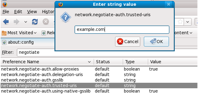 Configurar Firefox para SSO con Kerberos