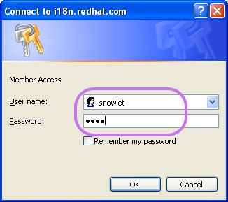 Username and password prompt.