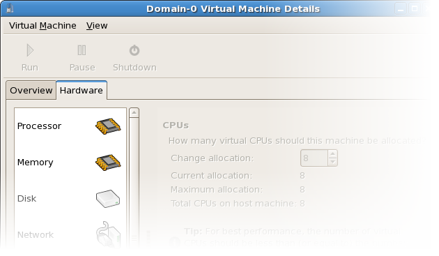 Anzeigen der Hardware-Details der virtuellen Maschine