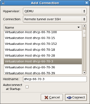 Virtual Machine Manager connection window