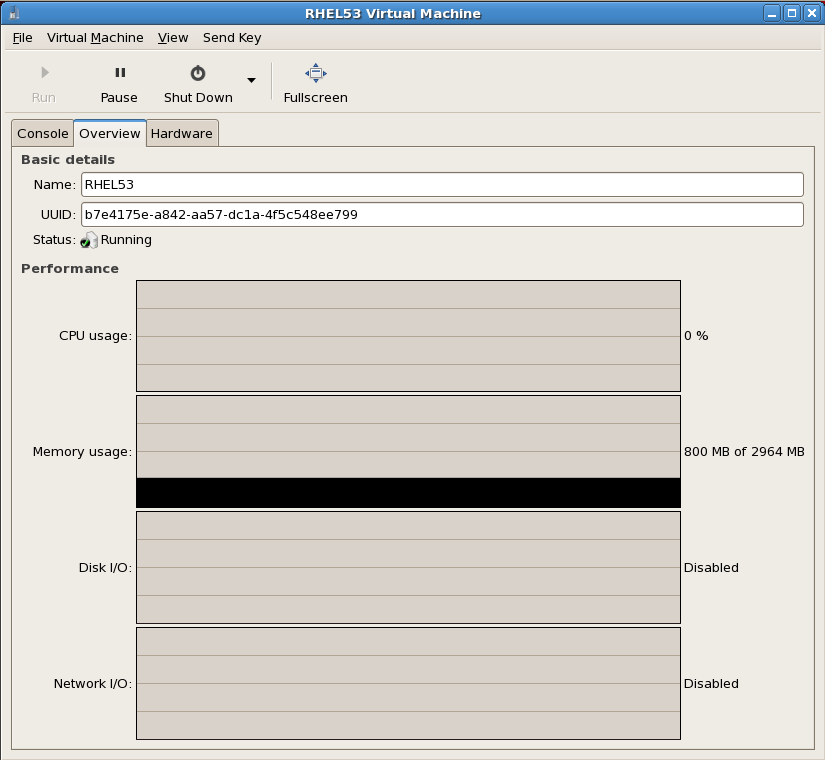 Ventana de información de virt-manager