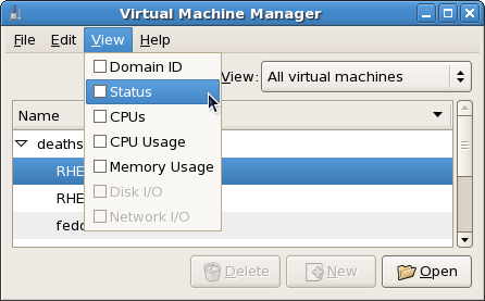 Si selecciona el estado de máquina virtual