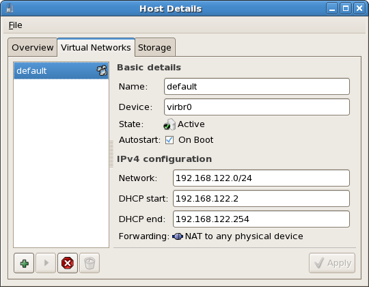 Configuración de la red virtual