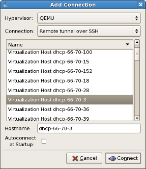 Virtual Machine Manager verbinding venster