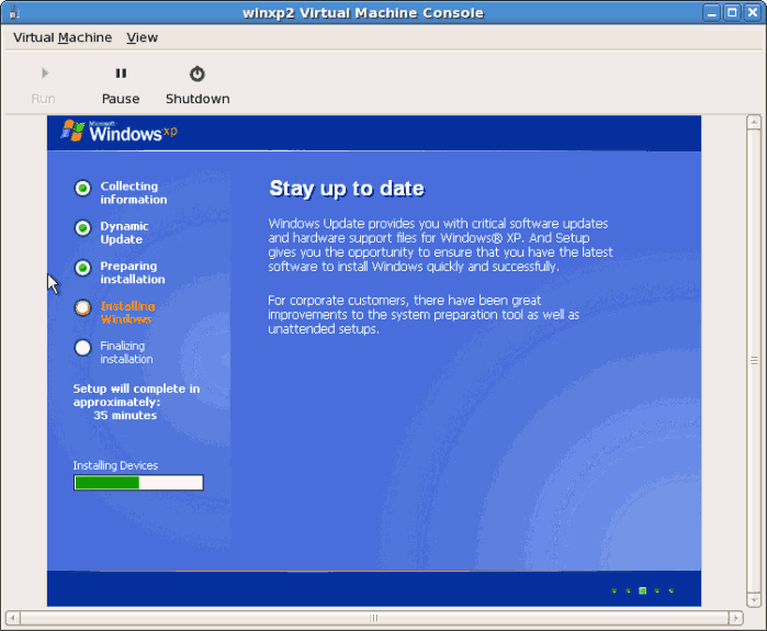 Windows xp installation